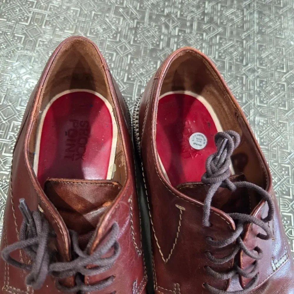 🐢 ECCO Lisbon Plain Toe Cognac Brown Leather Oxford Shoes. Size EU42 US8-8.5